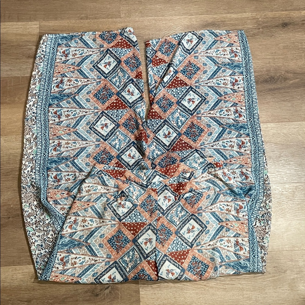 Anthropologie Elevenses Seaflower Patterned Flowy Wide Leg Low Rise Pant - Picture 11 of 16